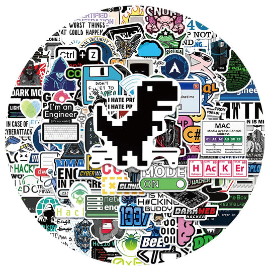 50/100pcs Network Hacker Programming Stickers Funny Cartoon IT Engineer Computer Sticker Luggage Laptop Guitar Phone Decals