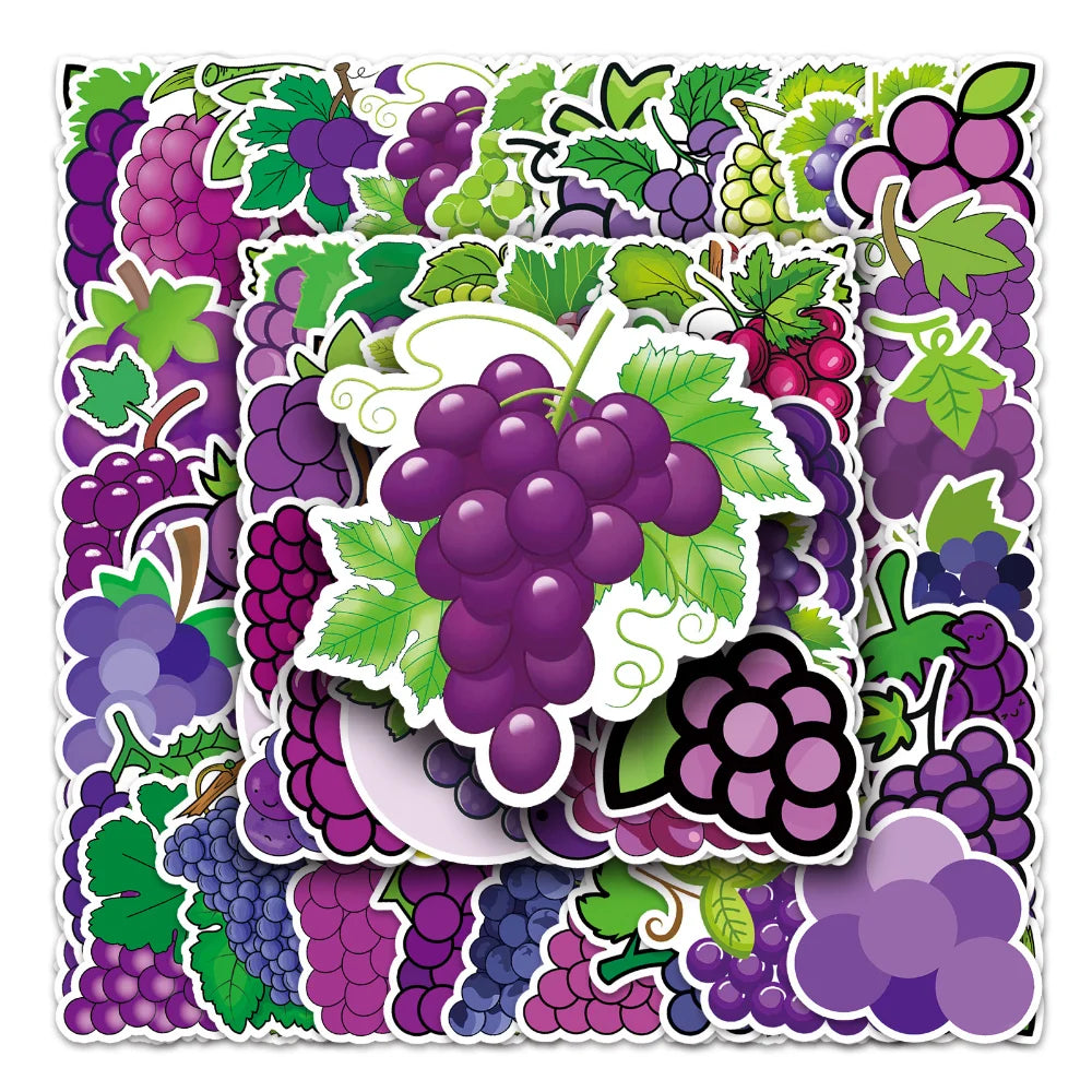 10/50PCS Green Grape Fruit Sticker DIY Phone Laptop Luggage Skateboard Graffiti Decals Fun for Kid Toys