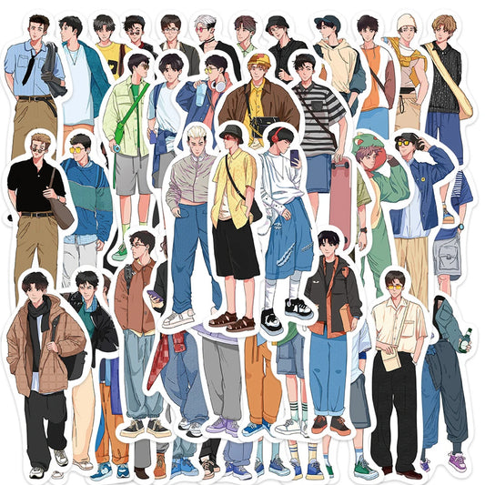 10/30/50pcs Fashion Hand-Painted Waterproof Stickers for Laptop, Phone, Skateboard, Notebook