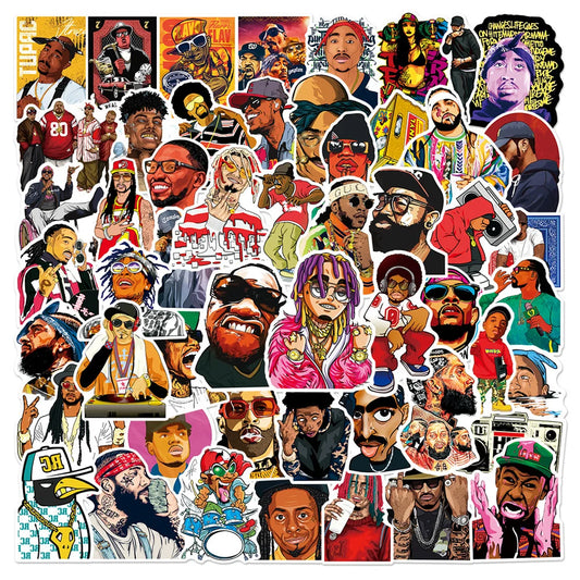 50pcs HipHop Rap Singer Rapper Stickers For Guitar Stationery Suitcase Sticker Vintage Craft Supplies Scrapbooking Materiales