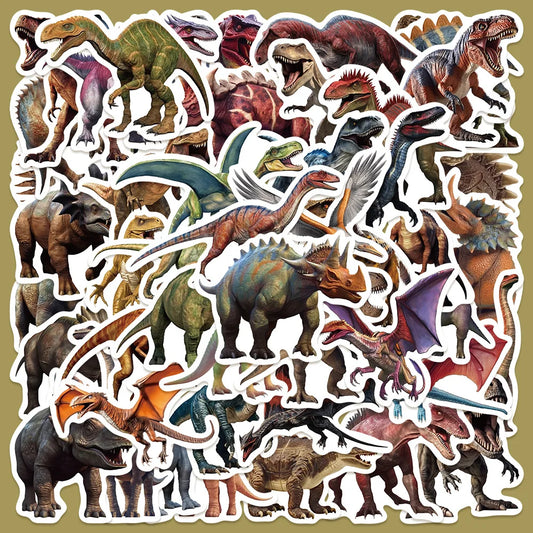 50pcs Realistic Dinosaur Stickers for Helmets, Desktops, Walls, DIY Decoration