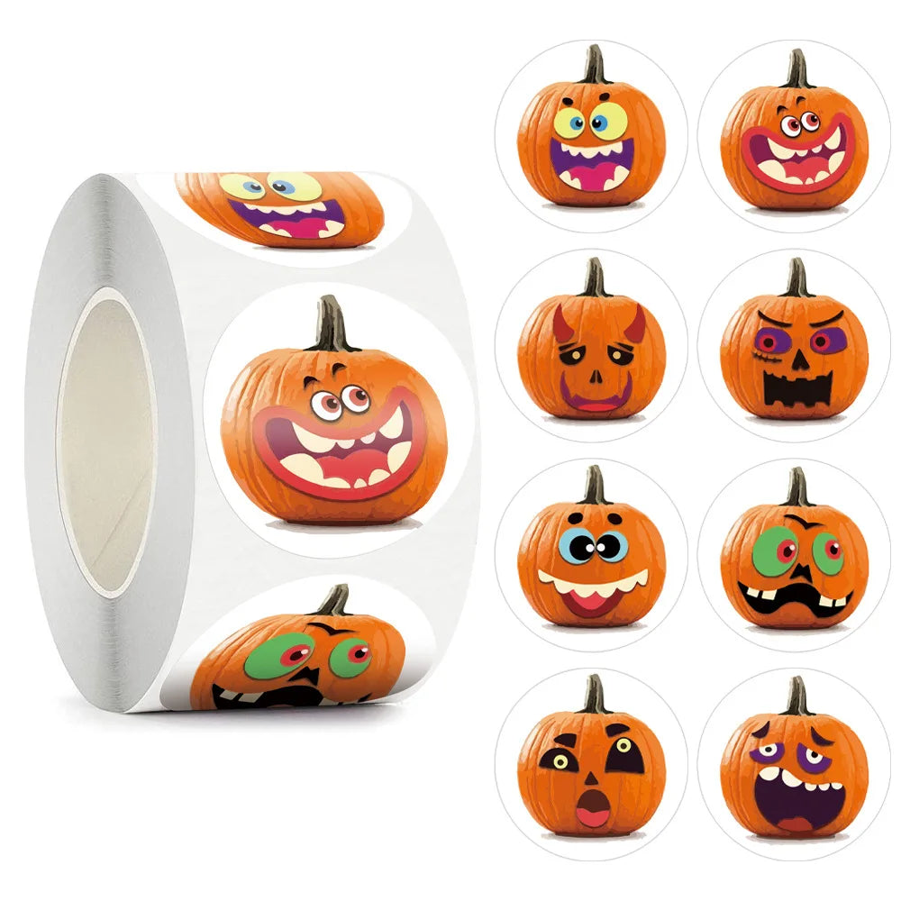 100-500Pcs Round Halloween Sticker 1inch Self Adhesive Label Paper Candy Bag Sticker wall decor wall stickers