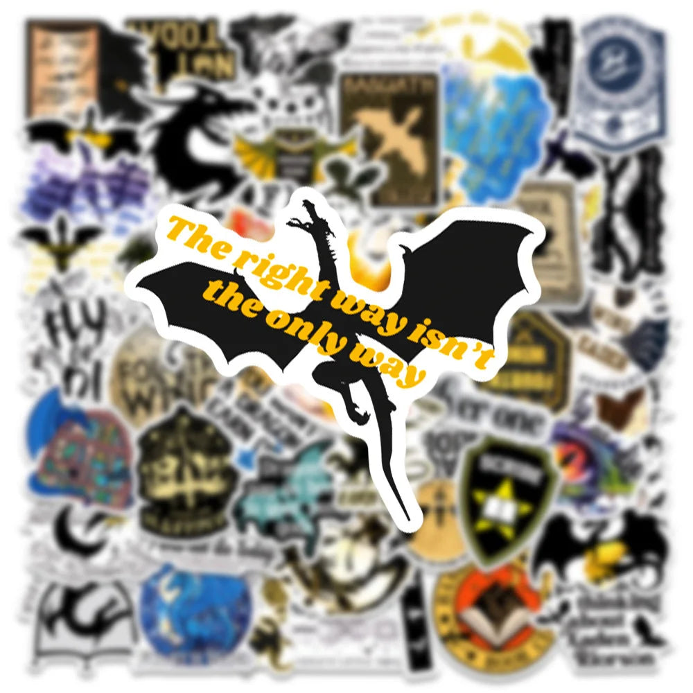 10/30/50pcs Fantasy Fourth Wing Novel Graffiti Stickers Cartoon Decals Laptop Fridge Skateboard Car Phone Waterproof Sticker Toy