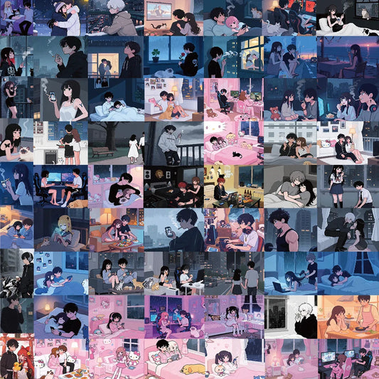 Korean Couple Stickers 64Pcs Waterproof Decals