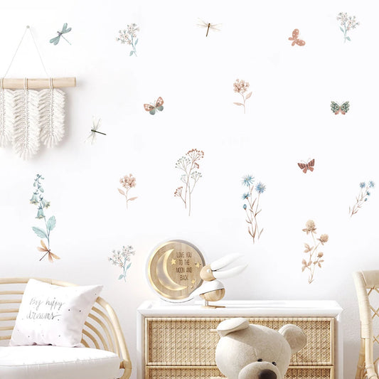 Boho Dragonfly Watercolor Nursery Wall Decals Vinyl Stickers Kids Room Decor
