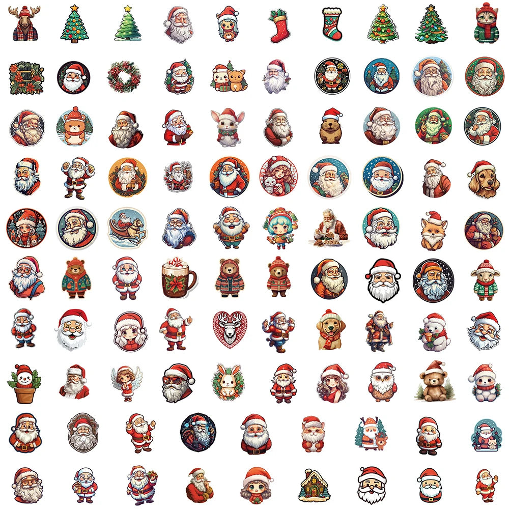 10/30/50/100pcs Kawaii Retro Christmas Stickers Decals Laptop Skateboard Phone Suitcase Fridge Decoration Sticker for Kids Toys