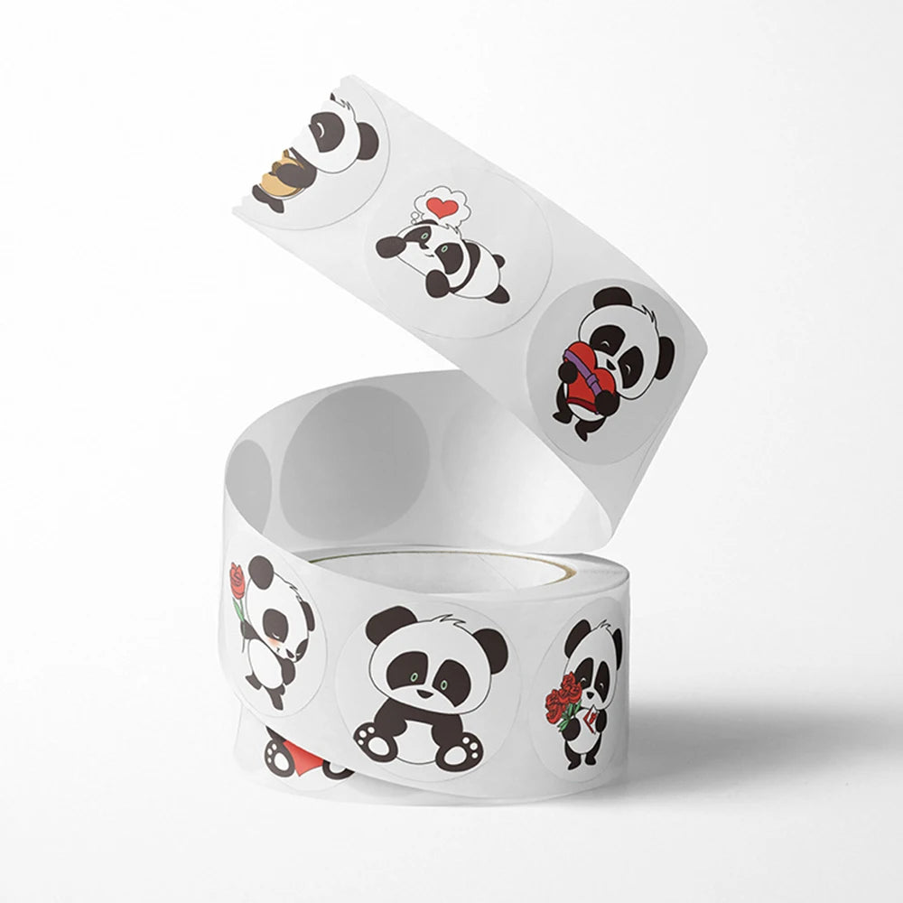 100-500pcs Panda Cute Cartoon Stickers 1inch Reward Sticker Gift Decoration Stationery Stickers