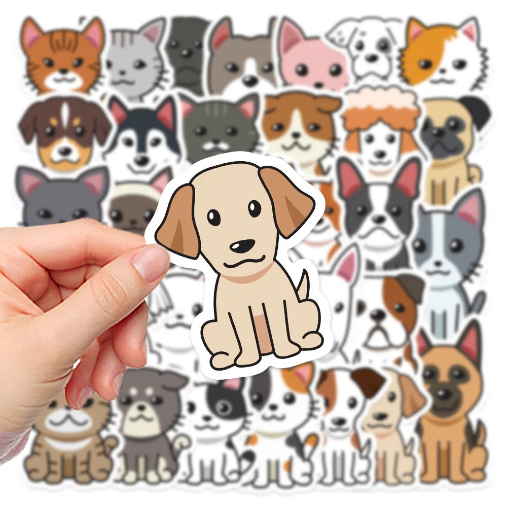 33Pcs Cat Dog Pet Stickers Laptop Bicycle Guitar Skateboard Sticker Kid DIY Graffiti Waterproof Stickers Toy