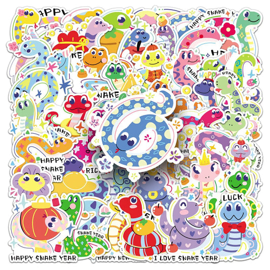 Snake Graffiti Stickers - Cute Animal Decals for Laptop, Phone, Fridge - Waterproof PVC Kid Toys (10/30/50PCS)