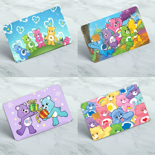 Cute Bear Card Stickers Set - Waterproof, 4pcs