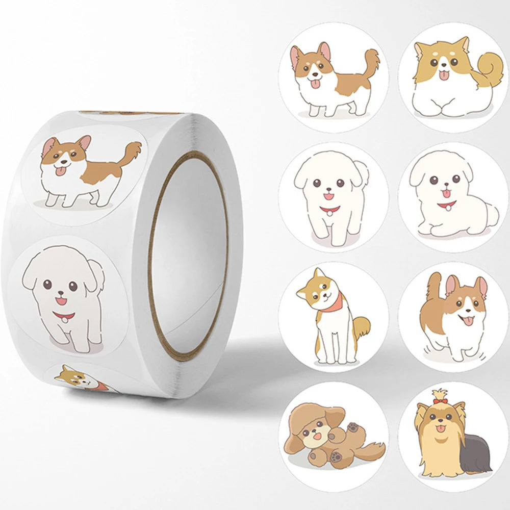 100-500pcs Reward Sticker Cartoon Dog Pattern Encouragement Stickers For Students Teachers Cute Animals Stationery Stickers