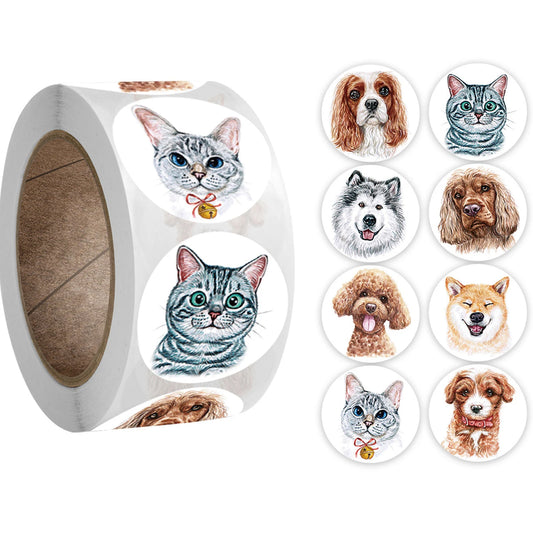 100-500 Pcs Pet Cat Dog Children's Cartoon Animal Stickers Reward Labels Seal DIY Paper Adhesive Gift