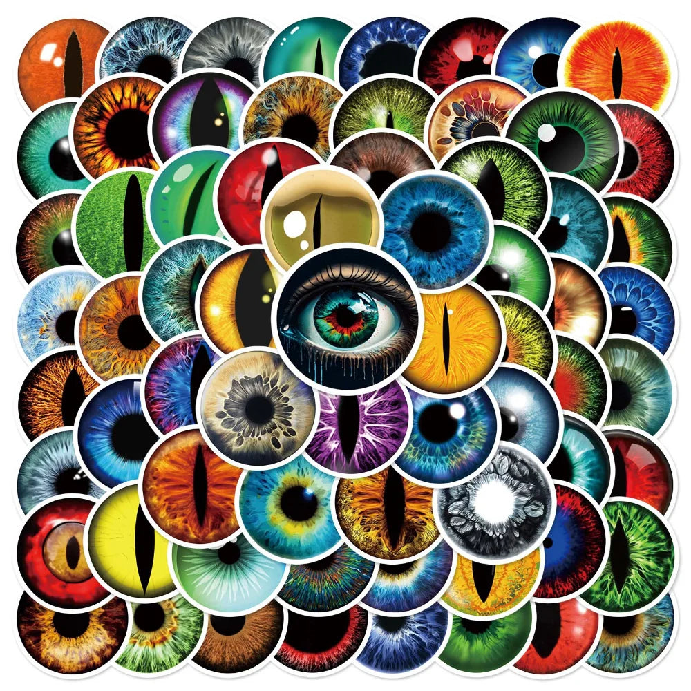 10/80Pcs Trendy Cartoon Horror Eyeball Sticker Graffiti Helmet Cup DIY Waterproof PVC GraffitiSticker Children Toys Wholesale