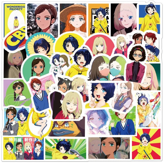 50pcs WONDER EGG PRIORITY Anime Stickers for Laptop, Phone, Water Bottle, Scooter, Suitcase, Fridge