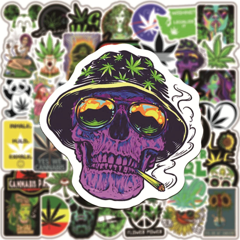 10/30/50/100PCS Funny Characters Leaves Weed Smoking Graffiti Stickers Car Travel Luggage Guitar Laptop Waterproof Cool Sticker