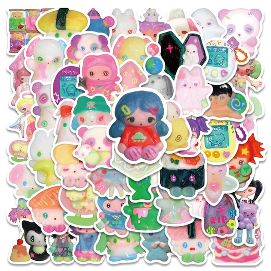 56PCS 3D Crystal Clay Cute Stickers for Skateboard, Notebook, Fridge, Phone, Guitar, Luggage, Kids Toy