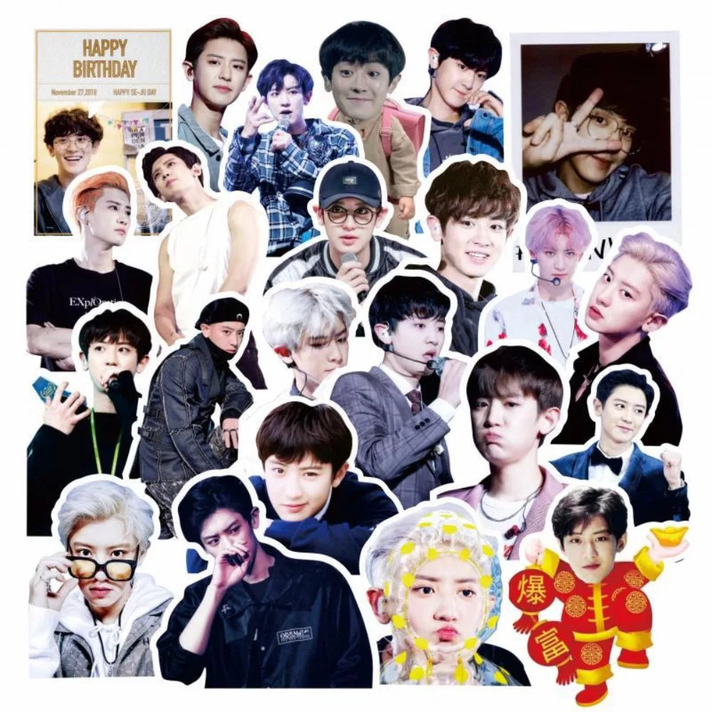 10/56Pcs Korean Exo Men's Group Graffiti Sticker DIY Suitcase Laptop Scooter Guitar Star Sticker Waterproof Wholesale