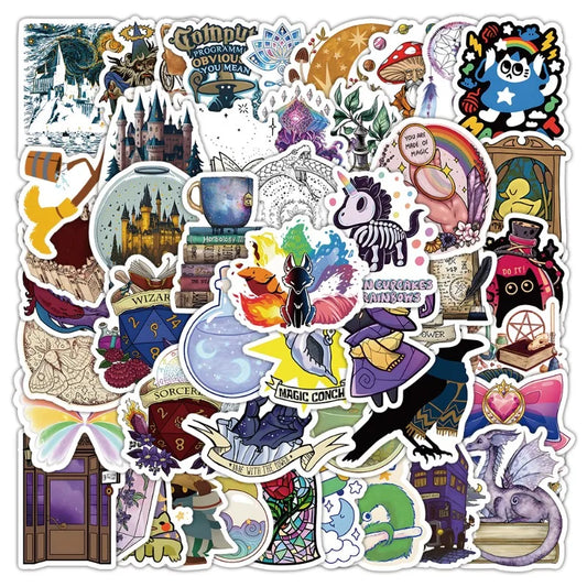 50pcs Wizarding World Stickers for Luggage, Water Bottles, Phones, Laptops, Cars, Scooters, Fridges