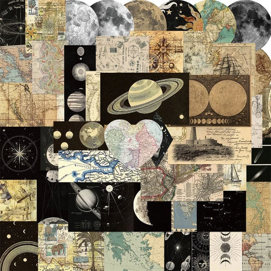 Vintage Planet Map Stickers - 10/30/50PCS Aesthetic DIY