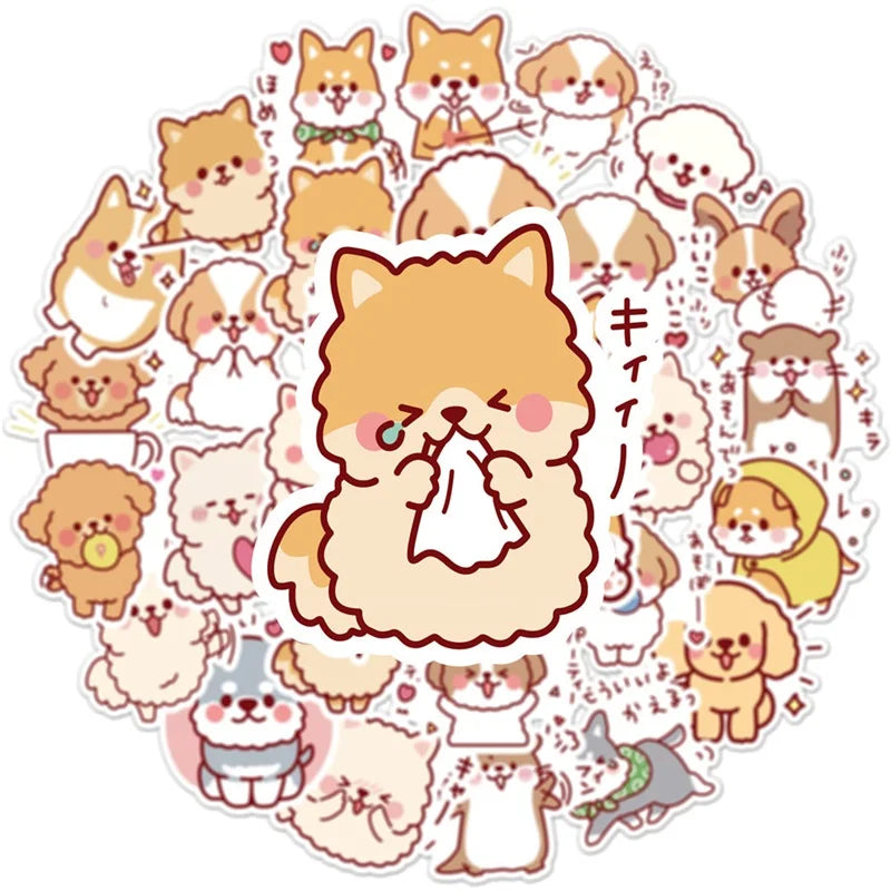 10/30/50PCS Kawaii Fluffy Dog Sticker Aesthetic Children's PVC Korean Stationery School Supplies Decoration Scrapbooking