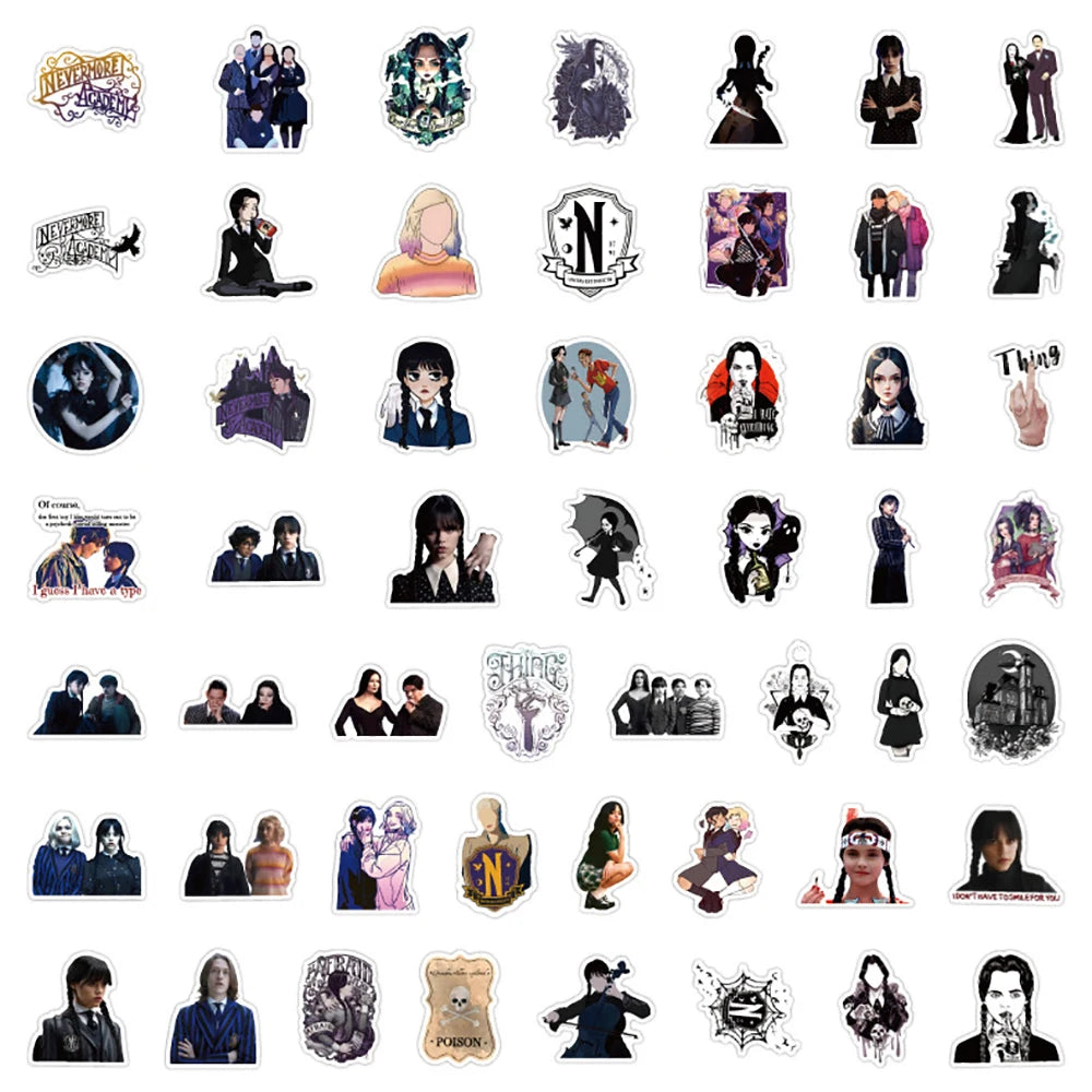 10/30/52PCS Wednesday Addams TV Show Cartoon Stickers DIY Phone Notebook Suitcase Laptop Fridge Wall Cool Sticker Decal Gift