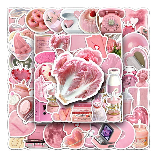 Cute Pink Cartoon Stickers for Phone Laptop Luggage Skateboard - 10/30/50PCS