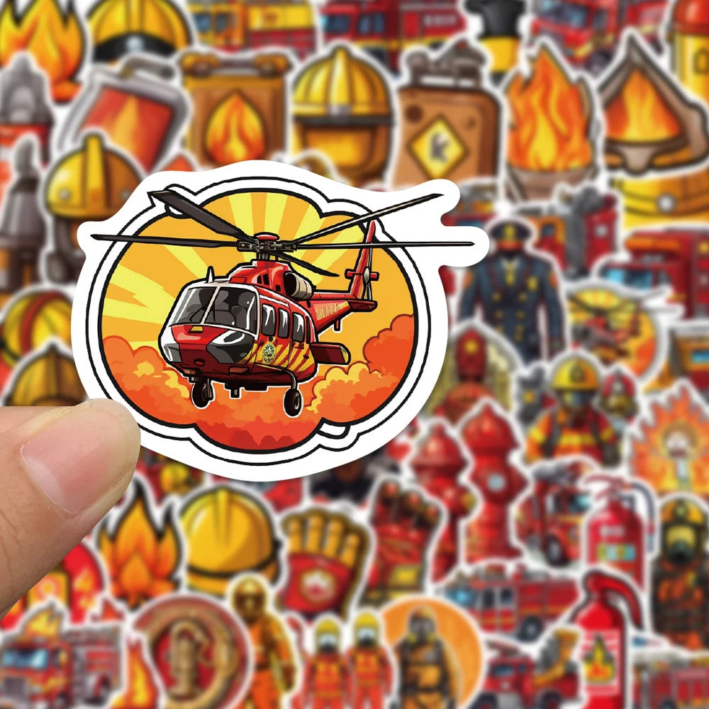 10/30/61pcs Fire Hero Firefighter Stickers Fireman Decal Laptop Suitcase Motorcycle Car Phone Decoration Sticker Kid Classic Toy