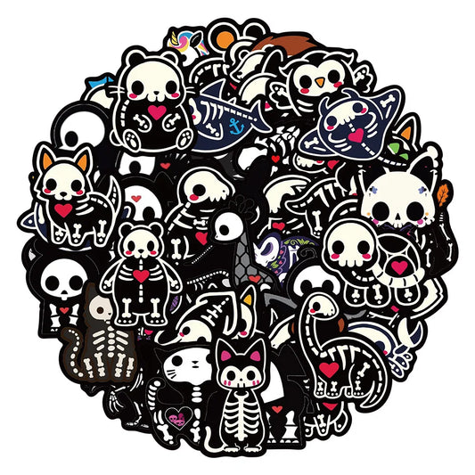 Cartoon Animal Skull Stickers for Snowboard Laptop Luggage Car Fridge Decor