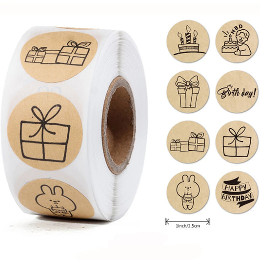 Round Happy Birthday Stickers for Scrapbooking (100-500 Pcs)