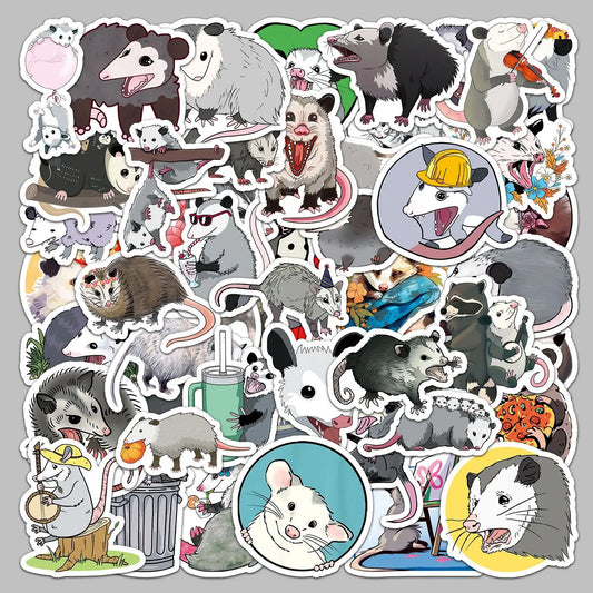 50pcs Cute Possum Graffiti Stickers for Helmet, Wall, DIY Decoration