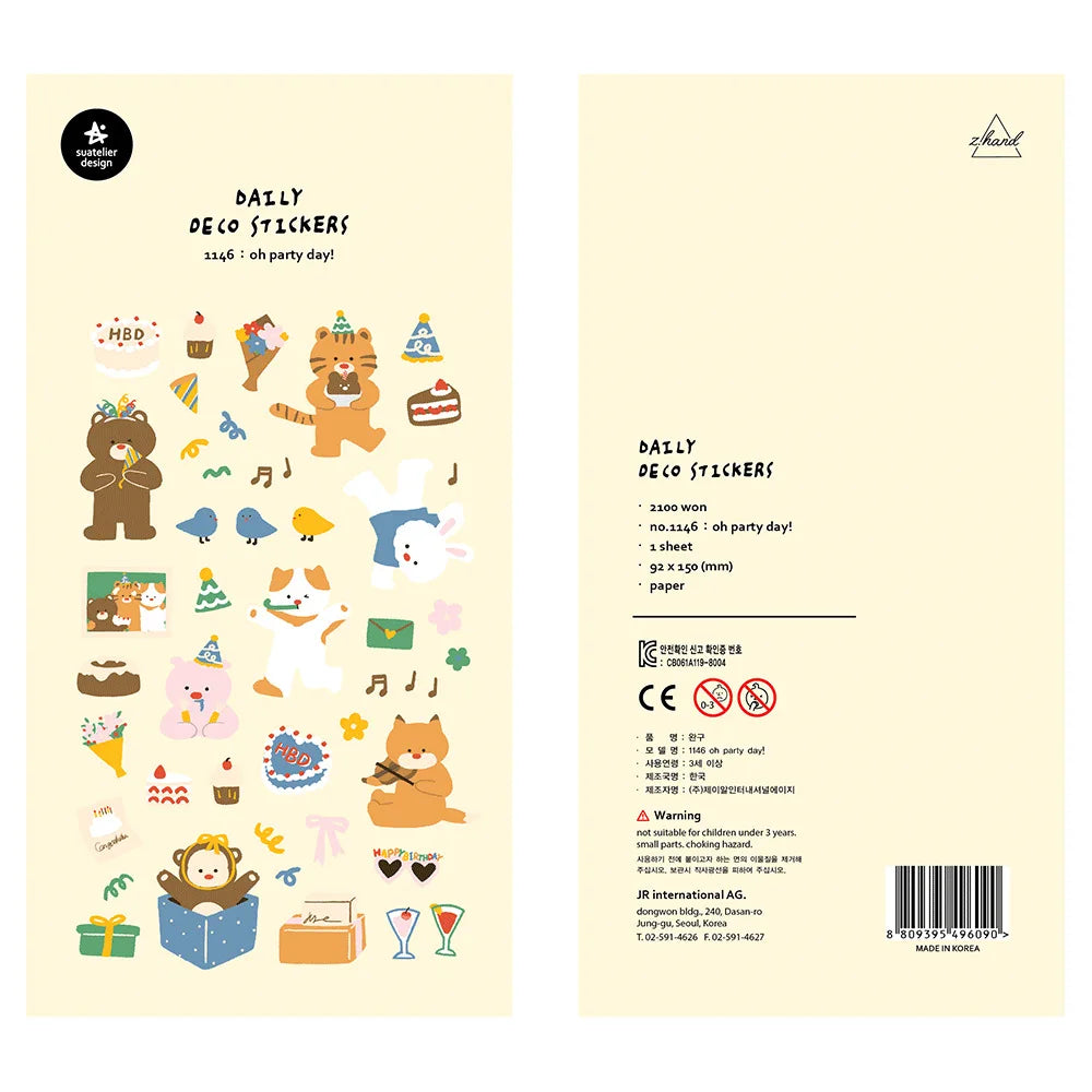 Korean Import Original Suatelier Daily Stickers Scrapbooking Diy Journal Stationery Sticker Children Decor Art Supply
