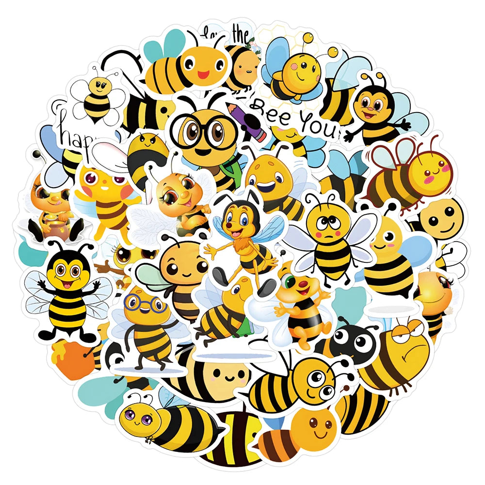 10/30/60PCS Kawaii Cartoon Bee Sticker Packs