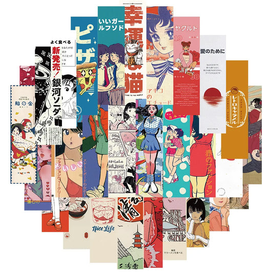 Showa Era Japanese Style Stickers Decals for Phone Luggage Car Bike