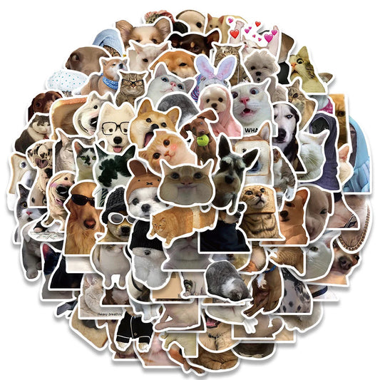 10/30/50/100pcs Funny Cat Dog Meme Stickers Decal DIY Scrapbook Suitcase Skateboard Laptop Graffiti Cute Animal Stickers Toy