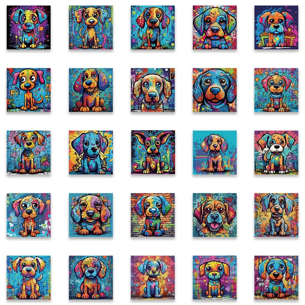 50pcs Colorful Cool Cartoon Aesthetic Dogs Graffiti DIY Waterproof Stickers For Laptop Guitar Luggage Phone Decals