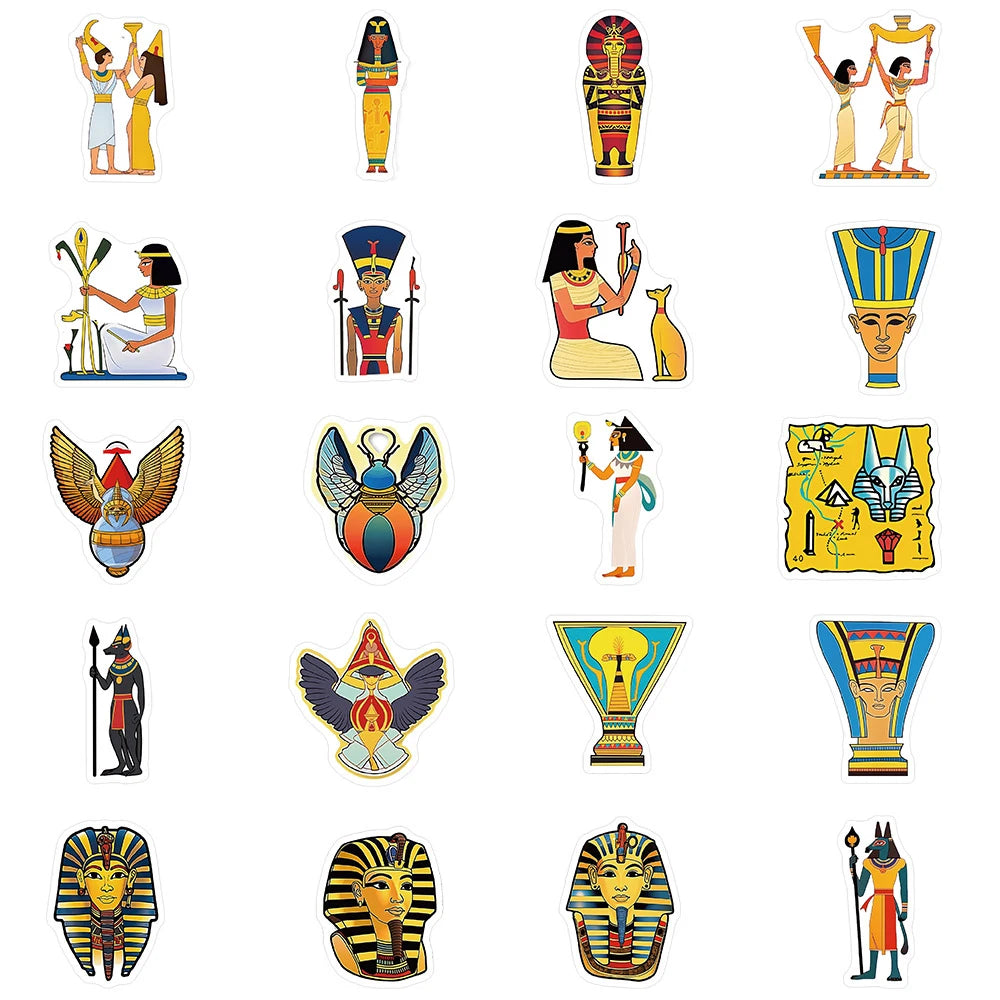 10/30/50pcs Cool Ancient Egypt Pharaoh Pyramid Waterproof Stickers Art Decals Laptop Suitcase Car Phone Decoration Sticker Toys