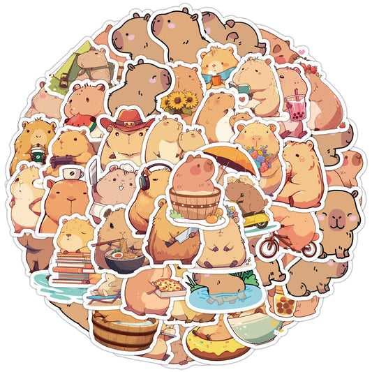 50pcs Cute Capybara Cartoon Stickers for Helmet, Wall, DIY Decoration