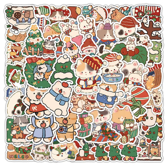Kawaii Christmas Animal Stickers Decals for Laptop Phone Suitcase Fridge