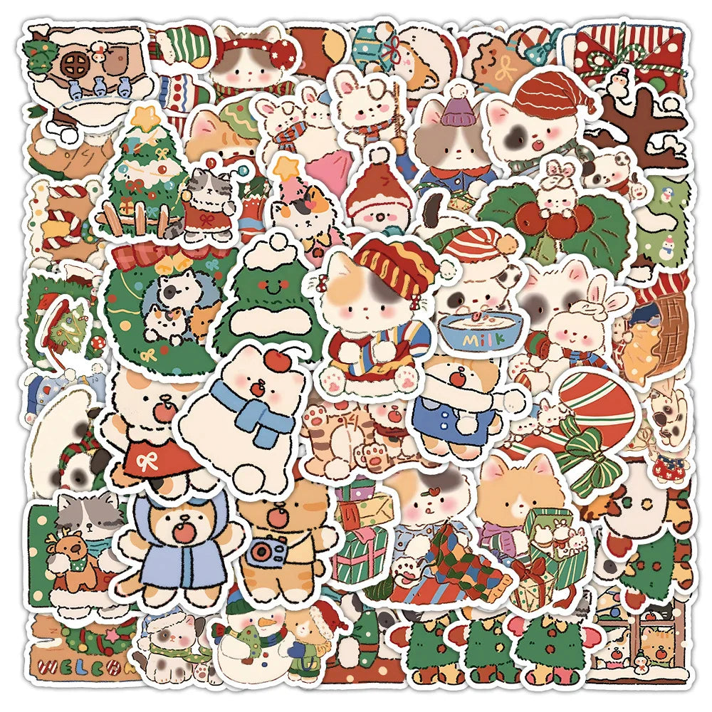 Kawaii Christmas Animal Stickers Decals for Laptop Phone Suitcase Fridge