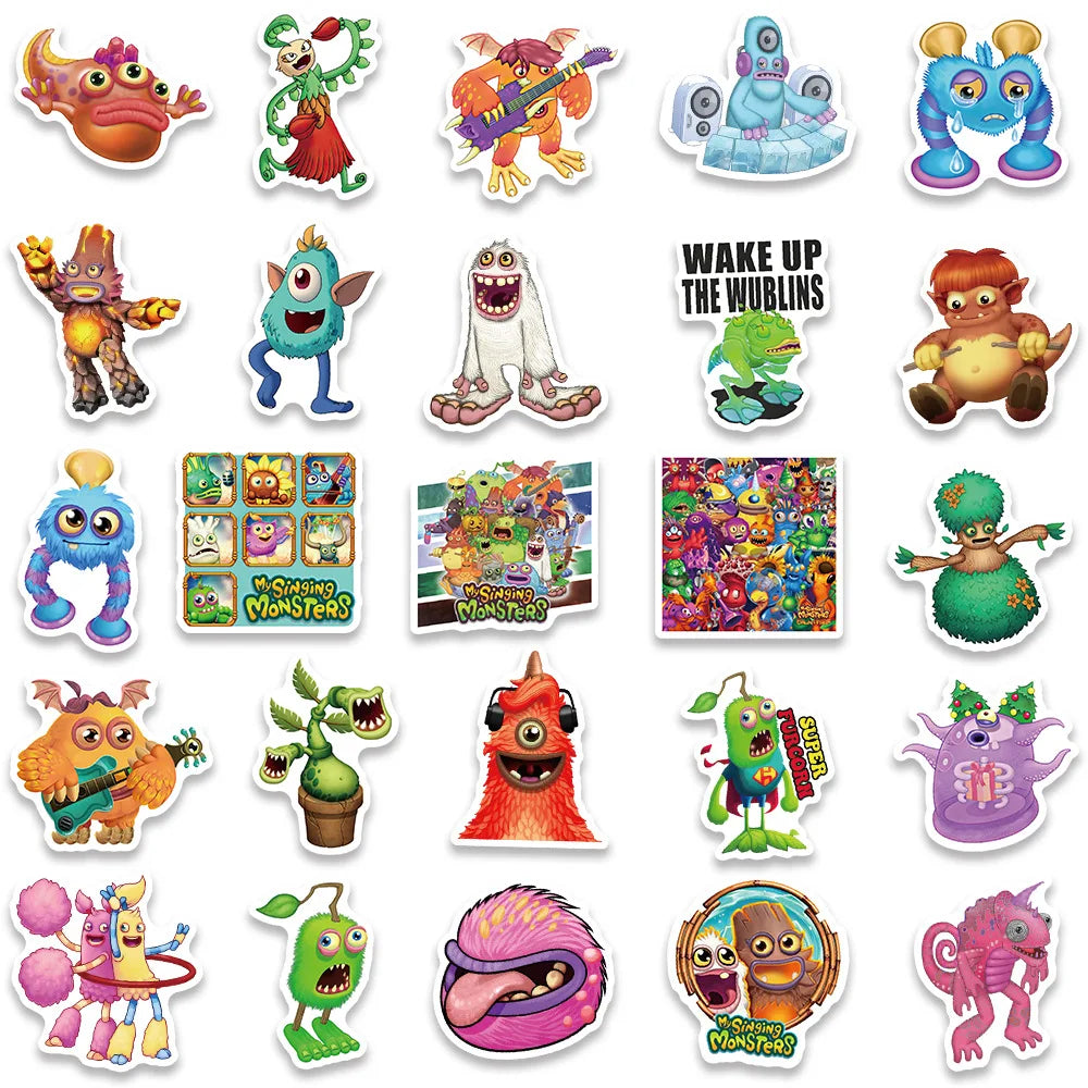 10/30/50PCS Game My Singing Monster Stickers Cartoon Decals Kids Toys Laptop Phone Luggage Skateboard Bike DIY Sticker Graffiti