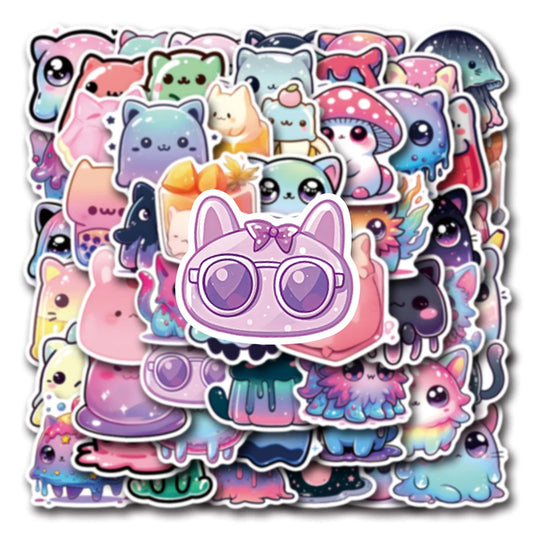 Cartoon Jelly Cat Stickers for Laptop, Fridge, Notebook, Phone - 10/30/50pcs
