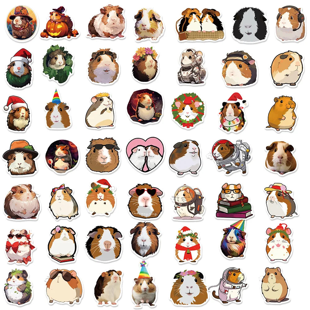 10/30/50PCS Cute Cavia Porcellus Stickers Cartoon Animal Decals Notebook Laptop Luggage Phone Suitcase Fridge DIY Decoration Toy