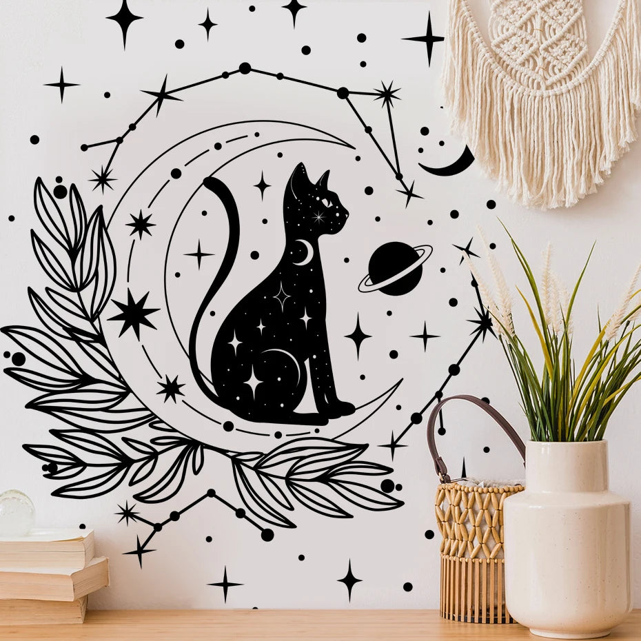 Cartoon Cat Butterfly Moon Star Wall Sticker Vinyl Art Decor for Kids Room