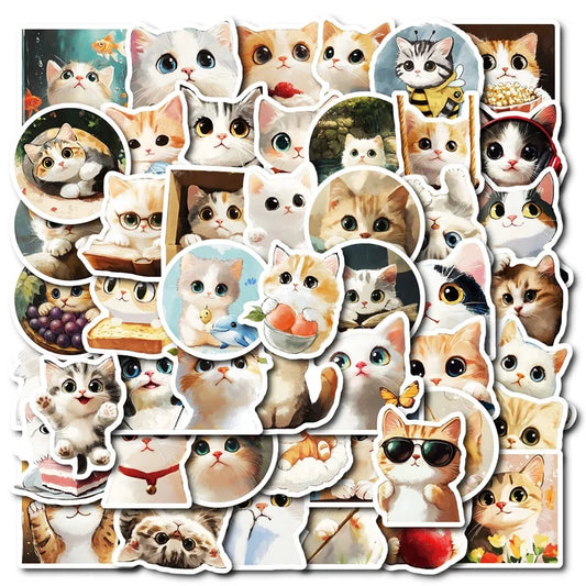 Kawaii Cat Stickers PVC 10/30/50PCS DIY Scrapbooking Supplies