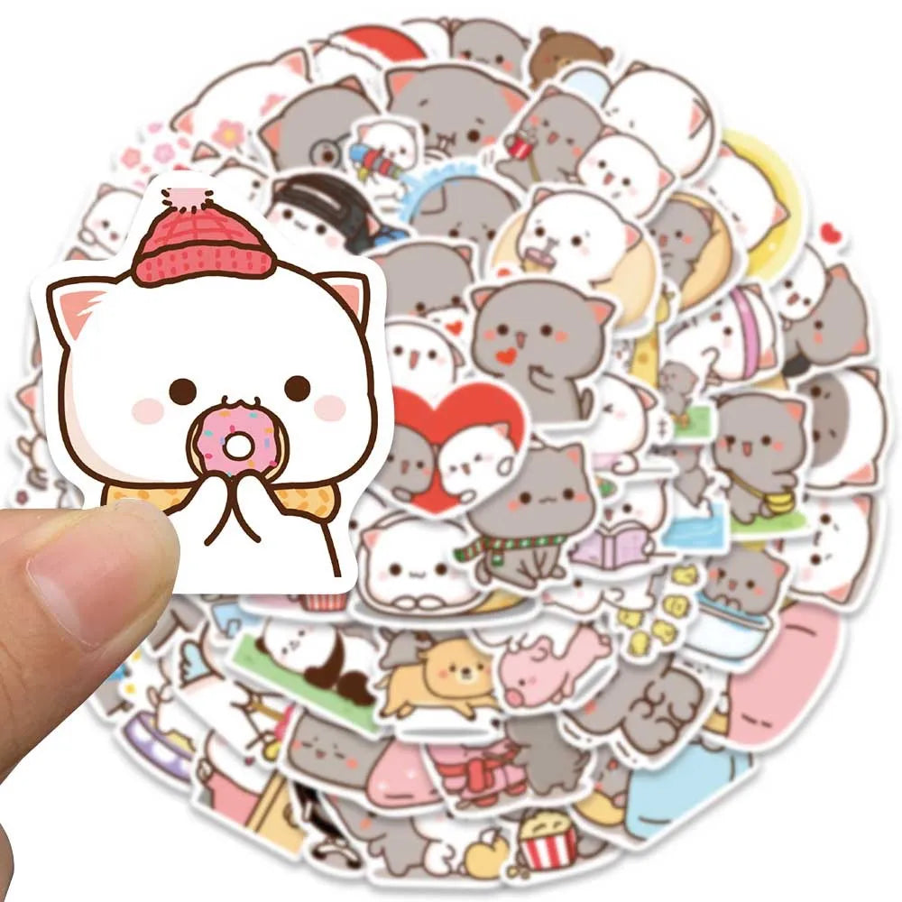 10/60pcs Kawaii Cat Meme Cartoon Stickers DIY Kids Scrapbook Notebook Phone Laptop Fridge Guitar Luggage Sticker Toy