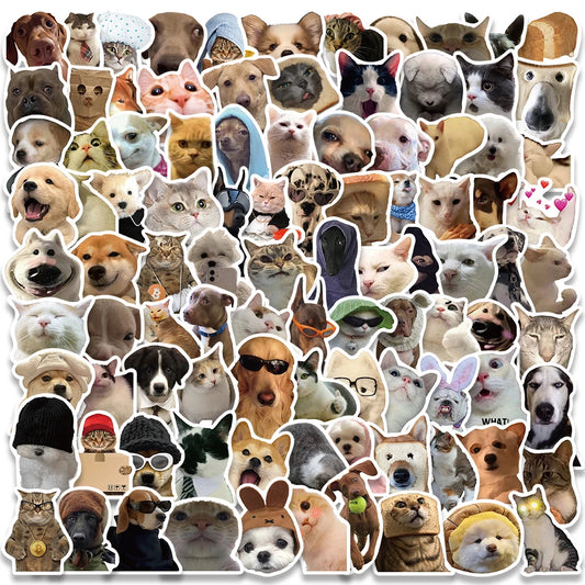 Kawaii Cat Dog Animal Meme Stickers Decals for Skateboard Laptop Car Kids Toy