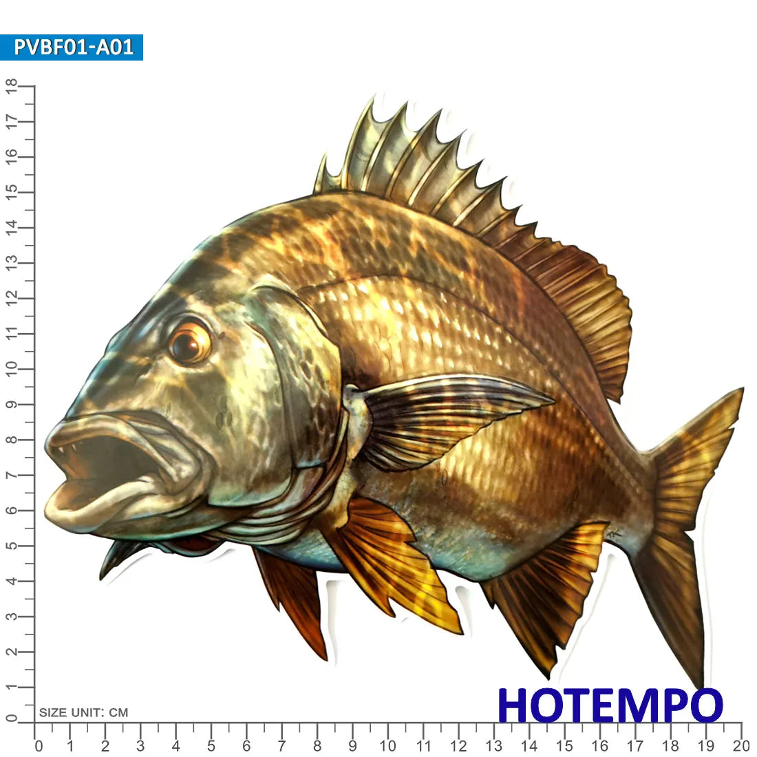 20cm Big Size Marine Life Deep Sea Fish Laser Style Waterproof Stickers for Fisherman Boat Luggage Laptop Motorcycle Car Sticker