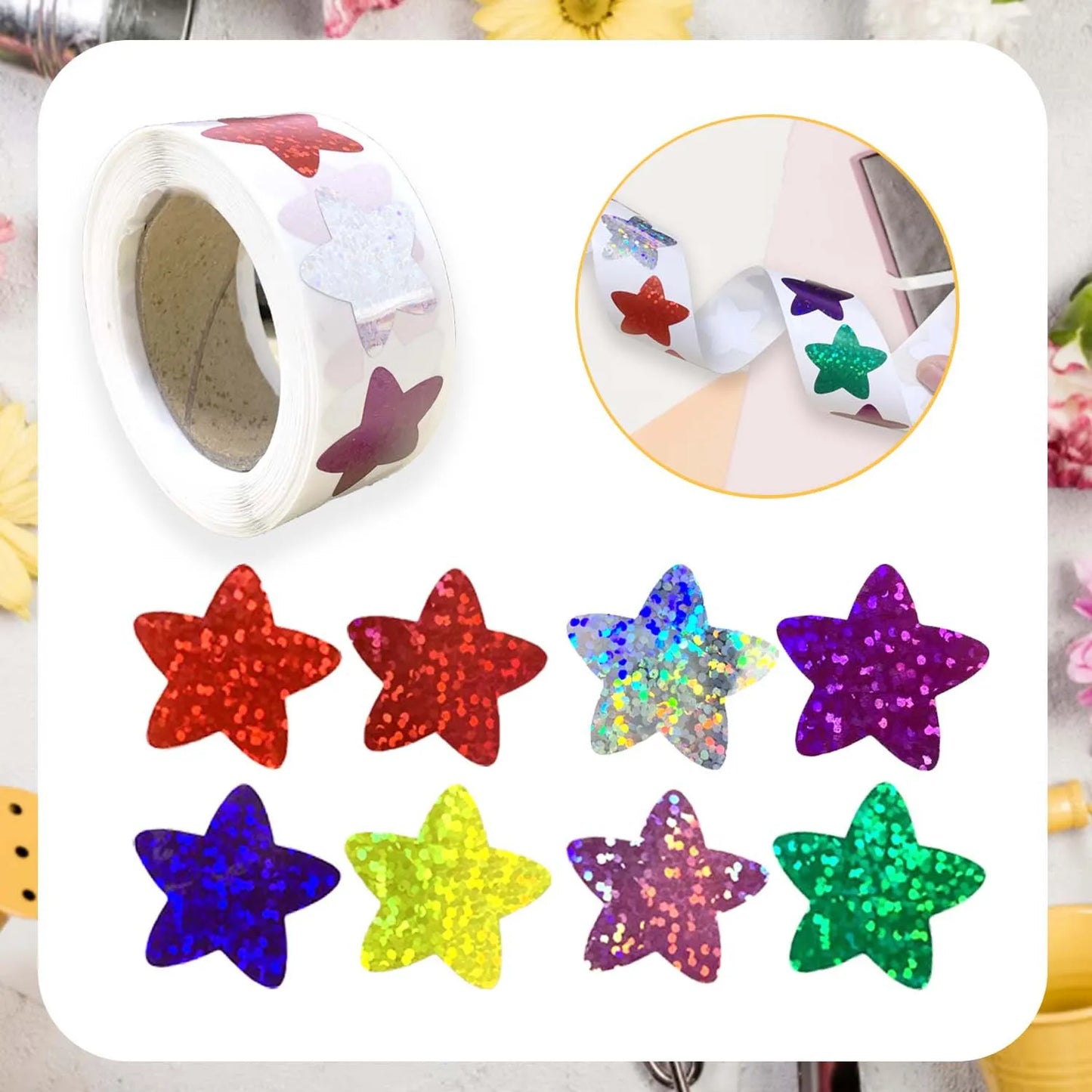 500/ Roll 2.5cm Packed With self-Adhesive Star Sticker Bonus Chart Decorative Self-adhesive sticker Label Stationery sticker