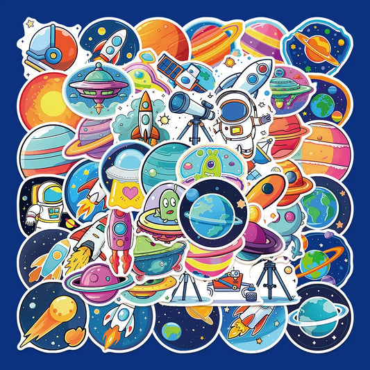50pcs Space Graffiti Stickers for Helmets, Walls, DIY Decor