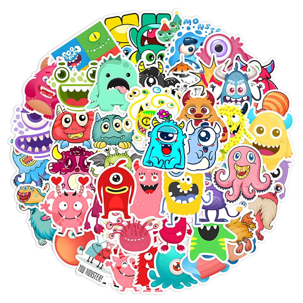 10/30/55PCS Cartoon Little Monster Graffiti Stickers For Kids DIY Notebooks Suitcase Laptop Stationery Car Waterproof Decals Toy